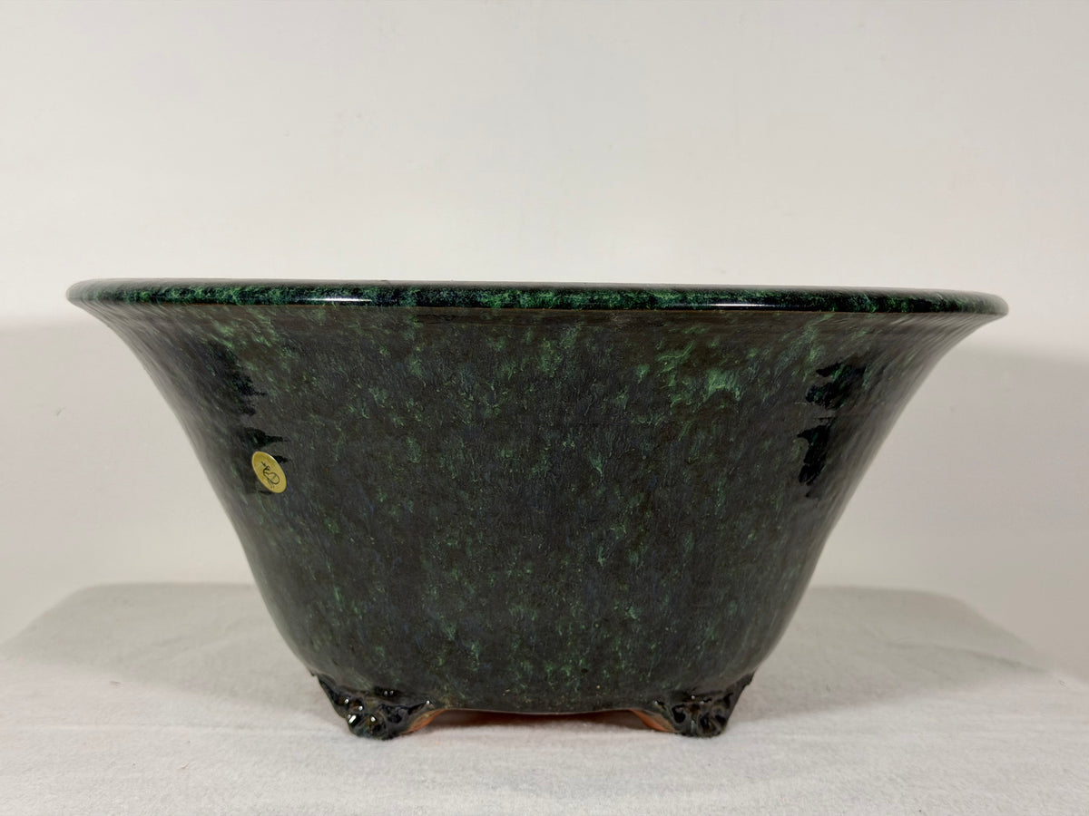 New Japanese Tokoname Glazed Round Bonsai Pot Syuhou Yoshimura - 12.25” By 5.5”