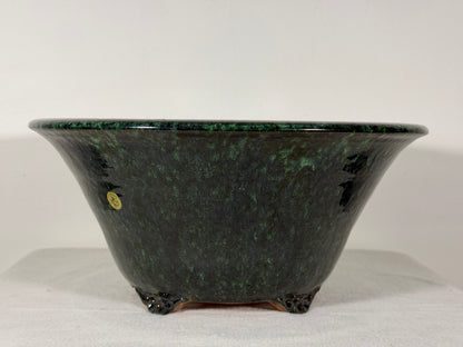 New Japanese Tokoname Glazed Round Bonsai Pot Syuhou Yoshimura - 12.25” By 5.5”