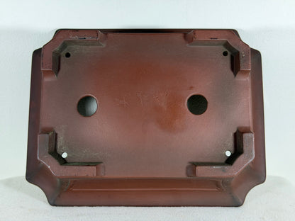 Preowned Japanese Tokoname Unglazed Rectangular Bonsai Pot Bigei - 12.25” By 9.5”