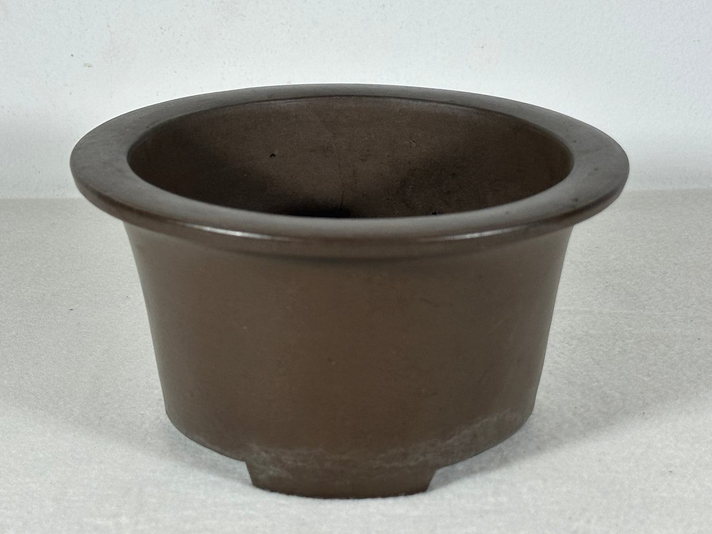 Preowned Japanese Tokoname Unglazed Round Deep Bonsai Pot - 6.25” By 3 3/8”