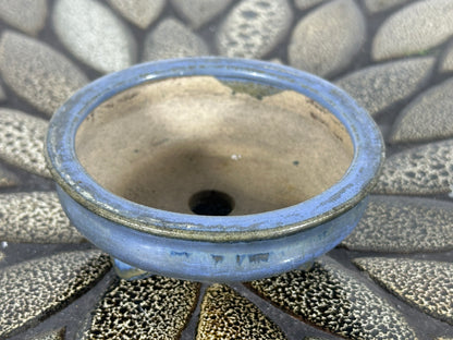 Preowned Japanese Tokoname Glazed Bag Style Bonsai Pot - 3 1/8” By 1.25”