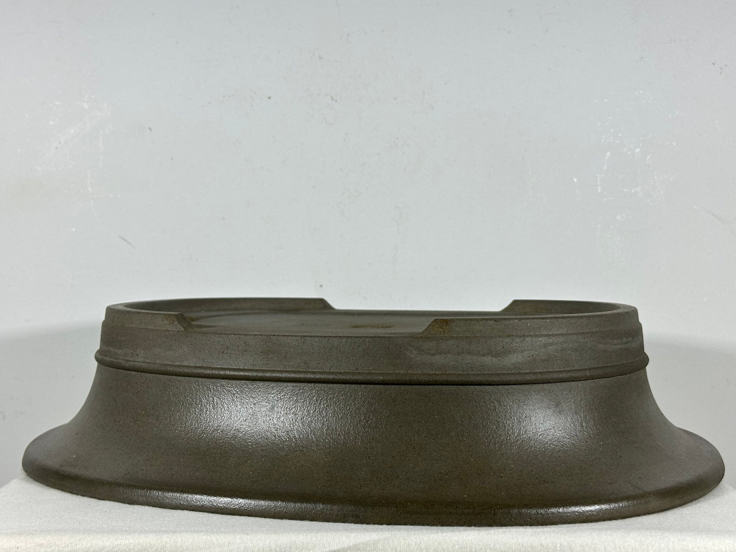 Preowned Japanese Tokoname Unglazed Oval Bonsai Pot Kisen - 17.5” By 14.5”