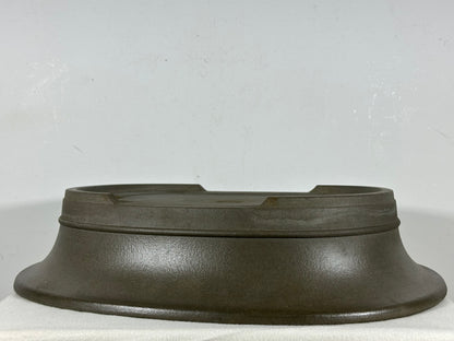 Preowned Japanese Tokoname Unglazed Oval Bonsai Pot Kisen - 17.5” By 14.5”