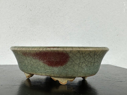 Preowned Vintage Japanese Oval Bonsai Pot By EIMEI - 2 7/8” By 2 1/8”