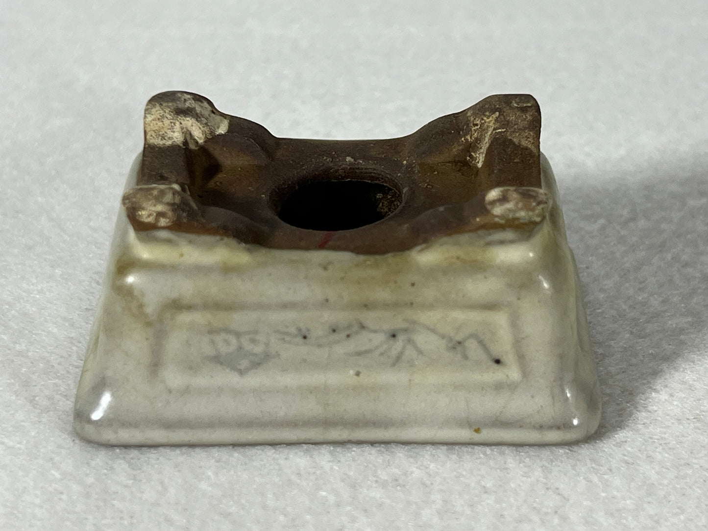 Preowned Japanese Tokoname Rectangular Bonsai Pot Tosui - 2.25” By 1.75”
