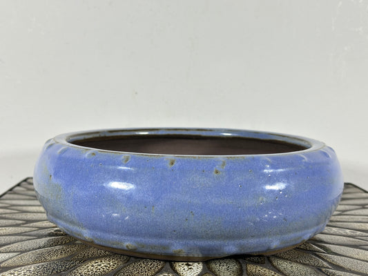 Preowned Japanese Tokoname Drum Style Bonsai Pot Yamaaki - 10” By 2 7/8”
