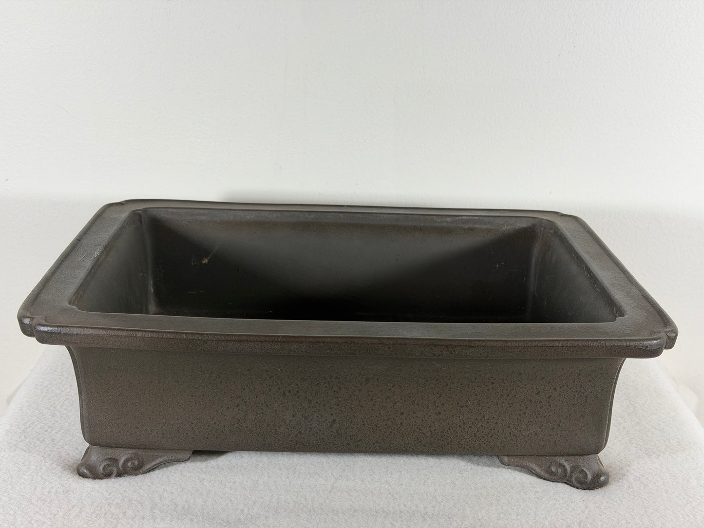 Preowned Japanese Tokoname Rectangular Unglazed Bonsai Pot Sanyou - 13.25” By 9.5”