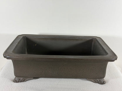 Preowned Japanese Tokoname Rectangular Unglazed Bonsai Pot Sanyou - 13.25” By 9.5”