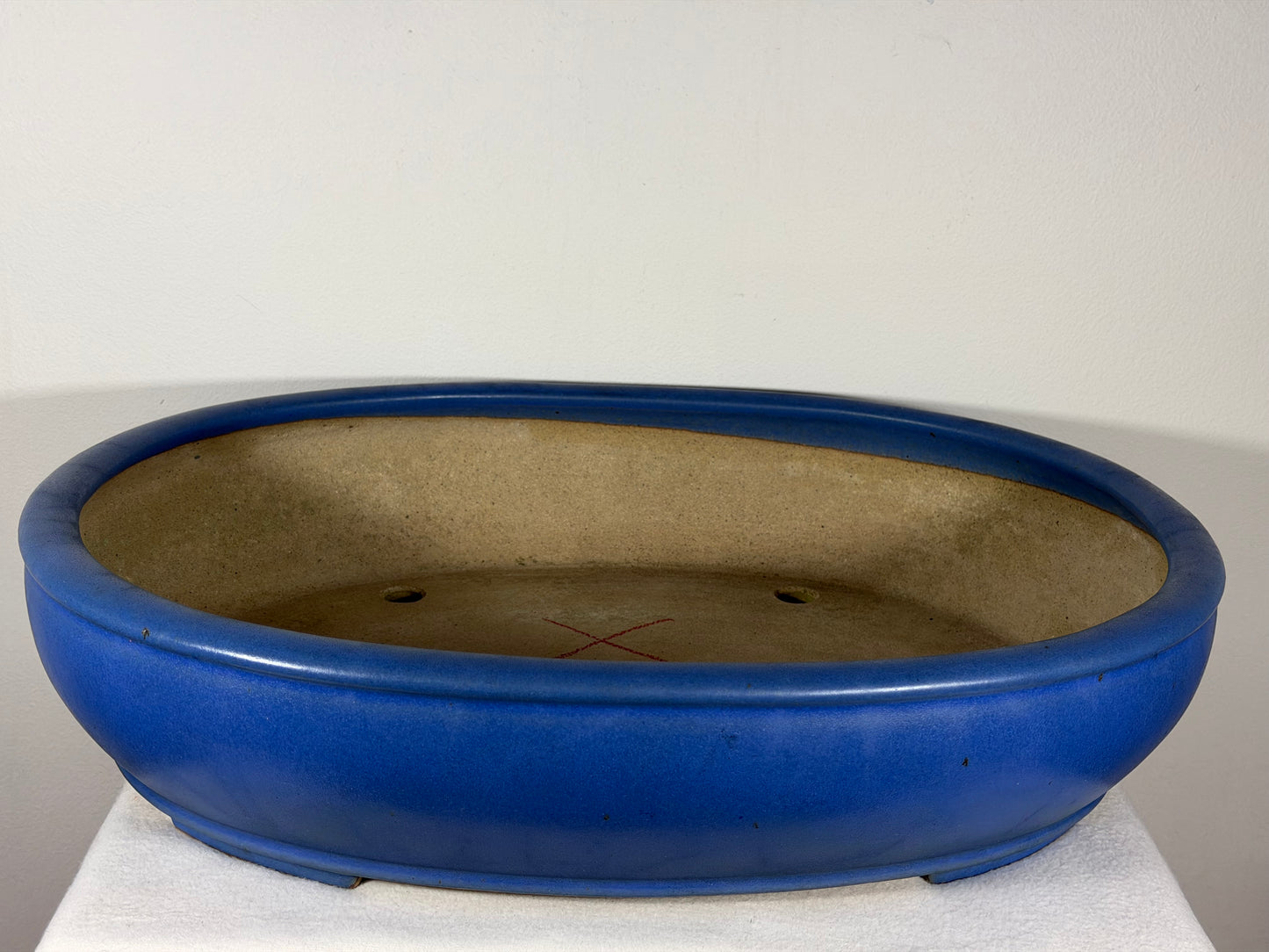 Preowned Japanese Tokoname Glazed Oval Bonsai Pot Reiho - 20” By 16.5”