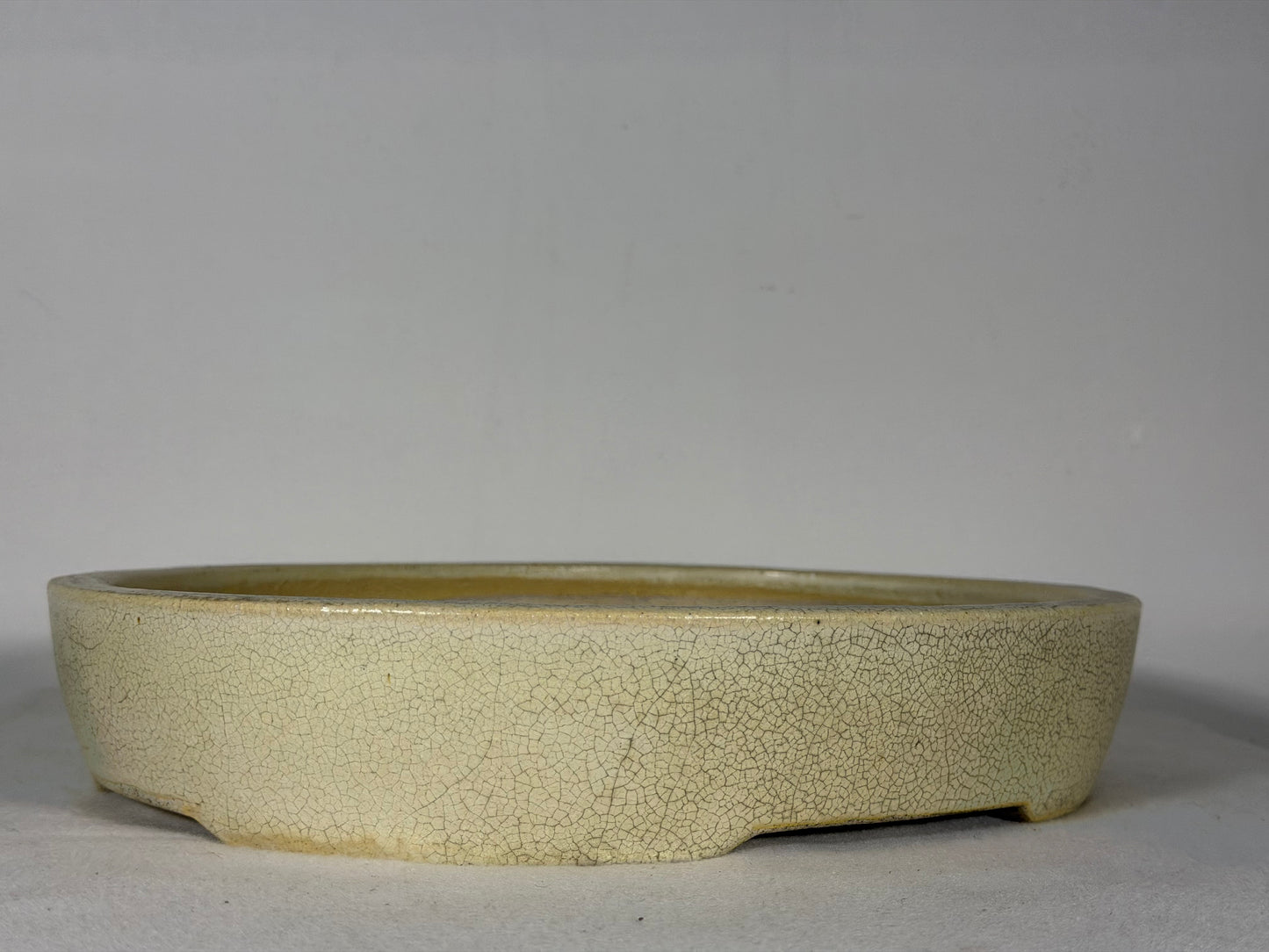 Preowned Japanese Tokoname Glazed Oval Bonsai Pot Mazan Terahata - 11.25” By 9.5”