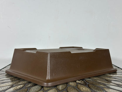 Preowned Japanese Tokoname Rectangular Unglazed Bonsai Pot Kaiyou - 11.25” By 8”