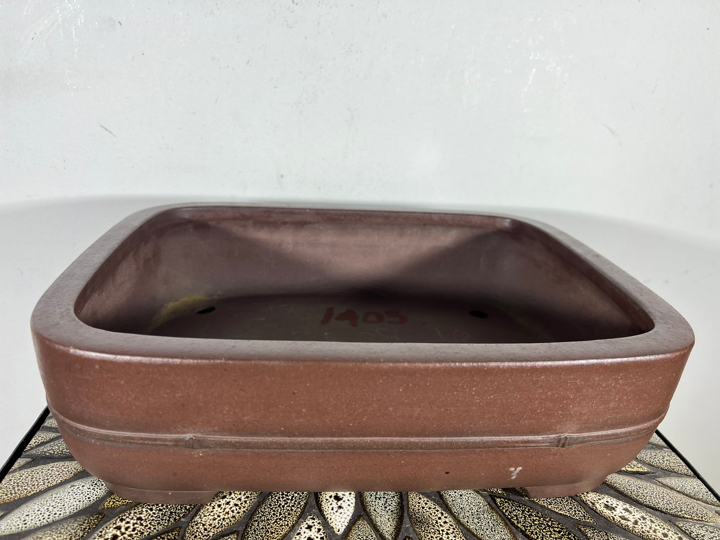 Preowned Japanese Tokoname Unglazed Rectangular Bonsai Pot Yamaaki - 13.75” By 11”