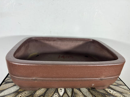 Preowned Japanese Tokoname Unglazed Rectangular Bonsai Pot Yamaaki - 13.75” By 11”