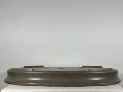 Preowned Japanese Tokoname Unglazed Oval Shallow Bonsai Pot Seizan - 20.5” By 14.75”