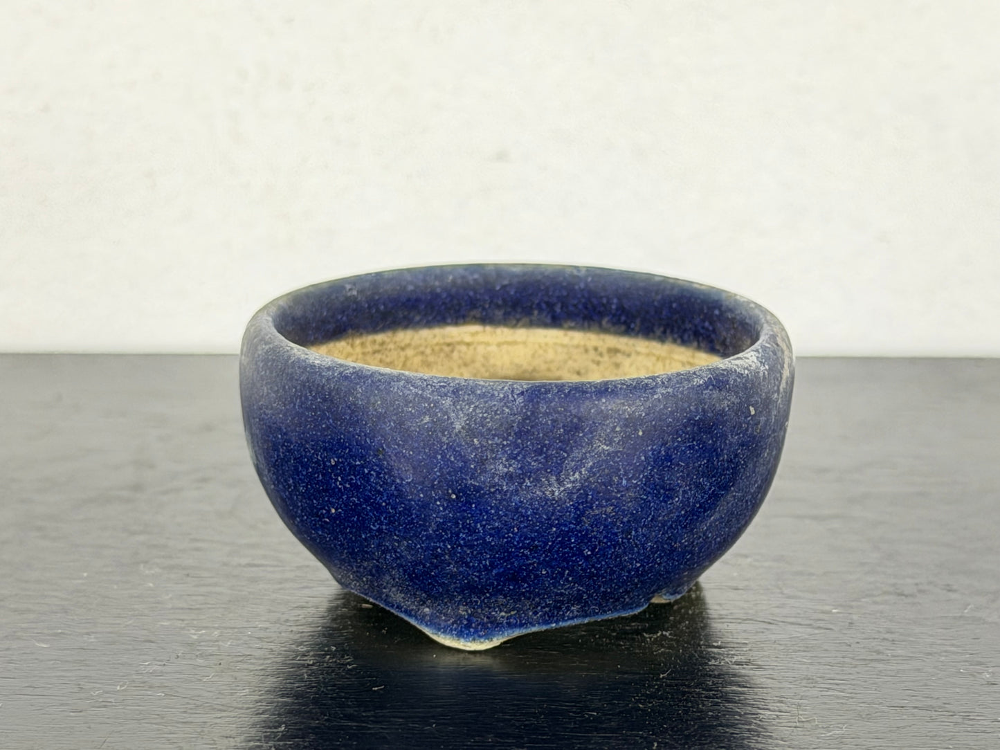 Preowned Japanese Tokoname Glazed Round Bonsai Pot Housou - 1.75” By 7:8”