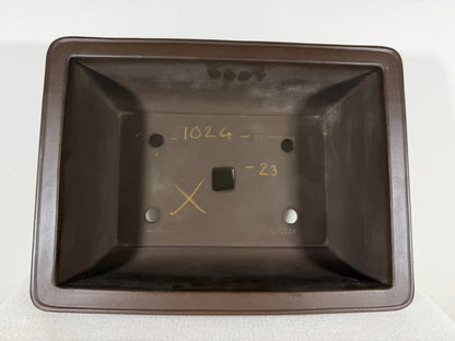 Preowned Japanese Tokoname Unglazed Rectangular Bonsai Pot with Stamp - 13.75” By 10.25”