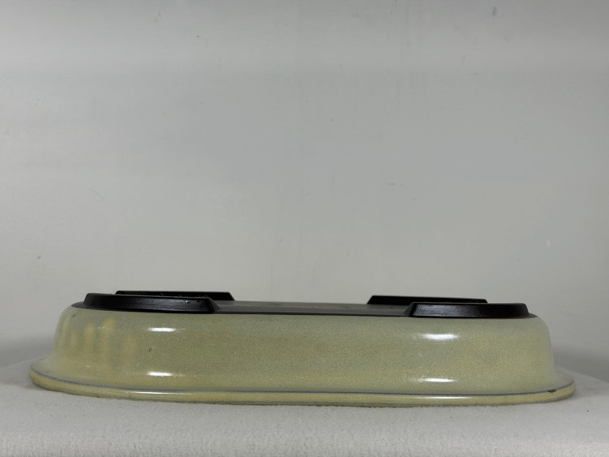 Preowned Japanese Tokoname Glazed Oval Bonsai Pot - 13.75” By 11”