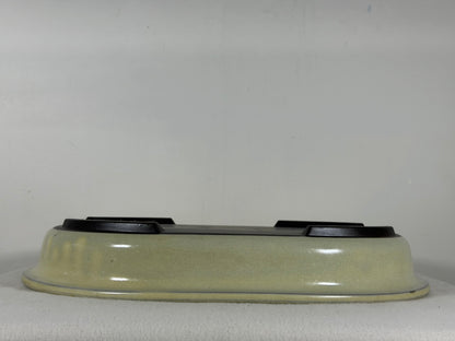 Preowned Japanese Tokoname Glazed Oval Bonsai Pot - 13.75” By 11”