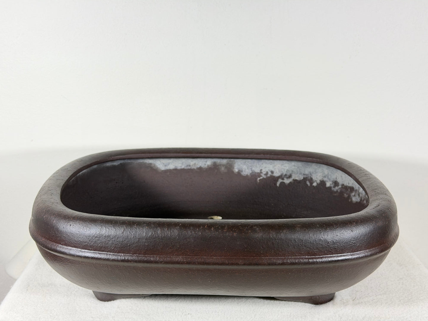 Preowned Japanese Tokoname Unglazed Rectangular Bonsai Pot Yamaaki - 13.5” By 11”