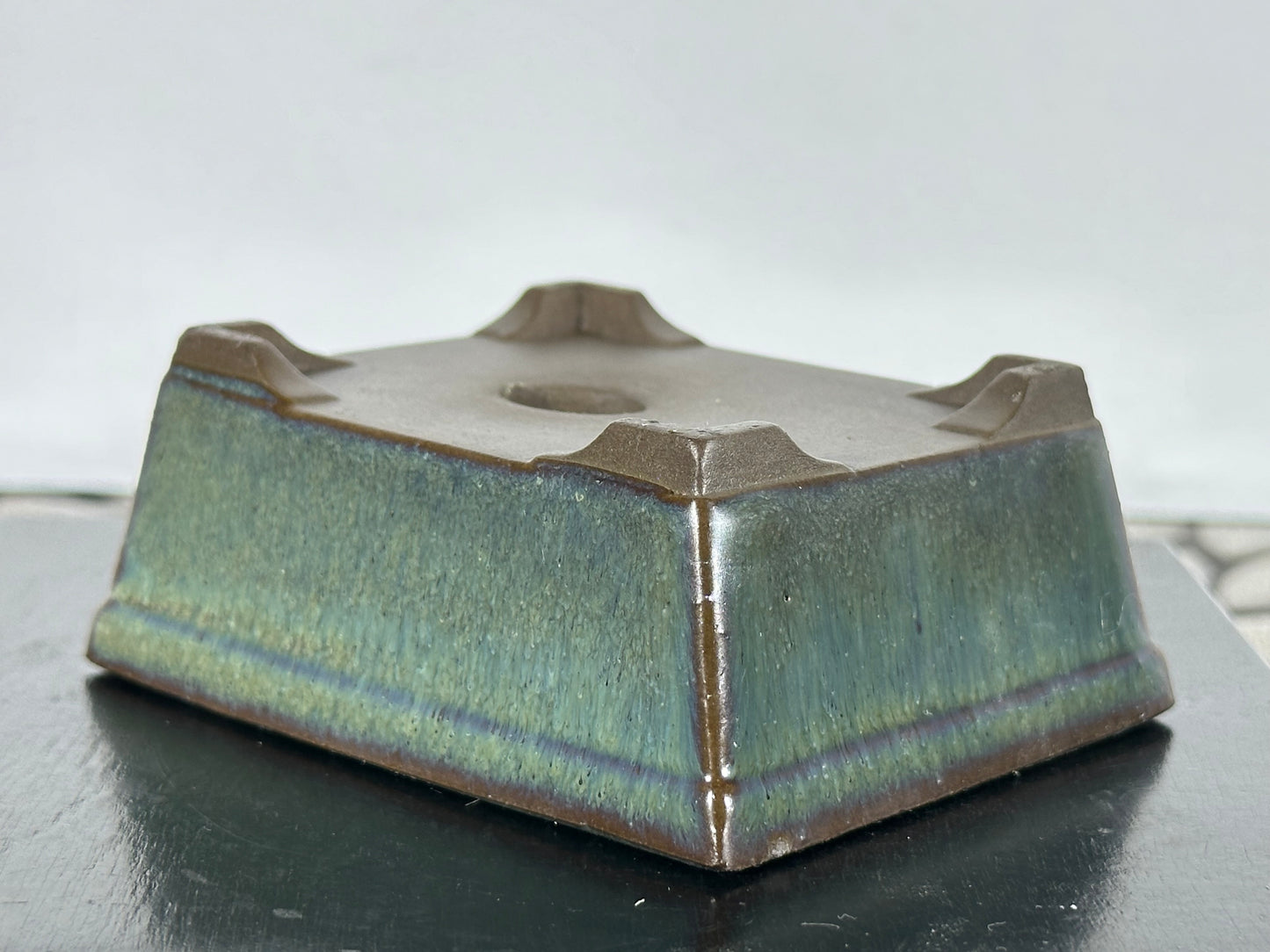 Preowned Japanese Tokoname Rectangular Bonsai Pot - 3.5” By 2 7/8”