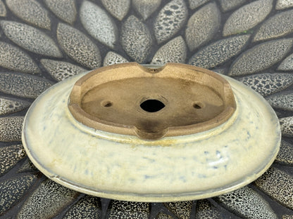 Preowned Japanese Tokoname Glazed Shallow Oval Bonsai Pot - 6 1/8” By 4 7/8”