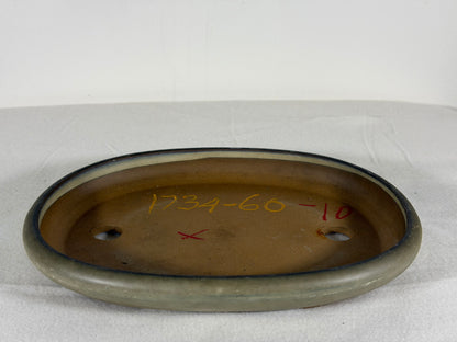 Preowned Japanese Tokoname Glazed Shallow Oval Bonsai Pot - 8.5” By 6.5”