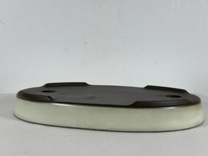 Preowned Japanese Tokoname Glazed Oval Shallow Bonsai Pot with Stamp - 10.5” By 7”
