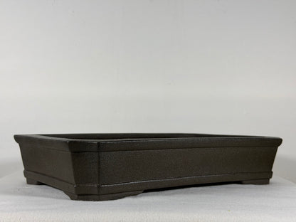 Preowned Japanese Tokoname Unglazed Rectangular Bonsai Pot Yamaaki - 13” By 8.75”