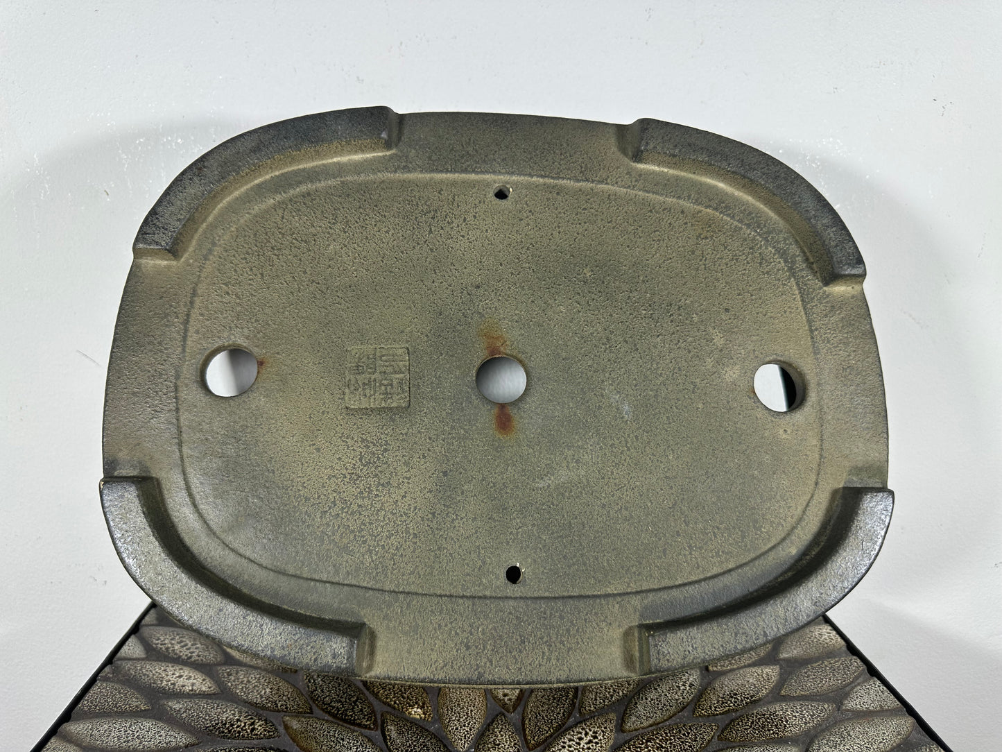 Preowned Vintage Japanese Tokoname Unglazed Oval Bonsai Pot Koyo - 14.5” By 11”