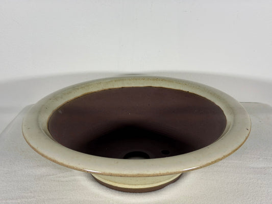 Preowned Japanese Tokoname Round Bonsai Pot Yamaaki - 10.5” By 3”