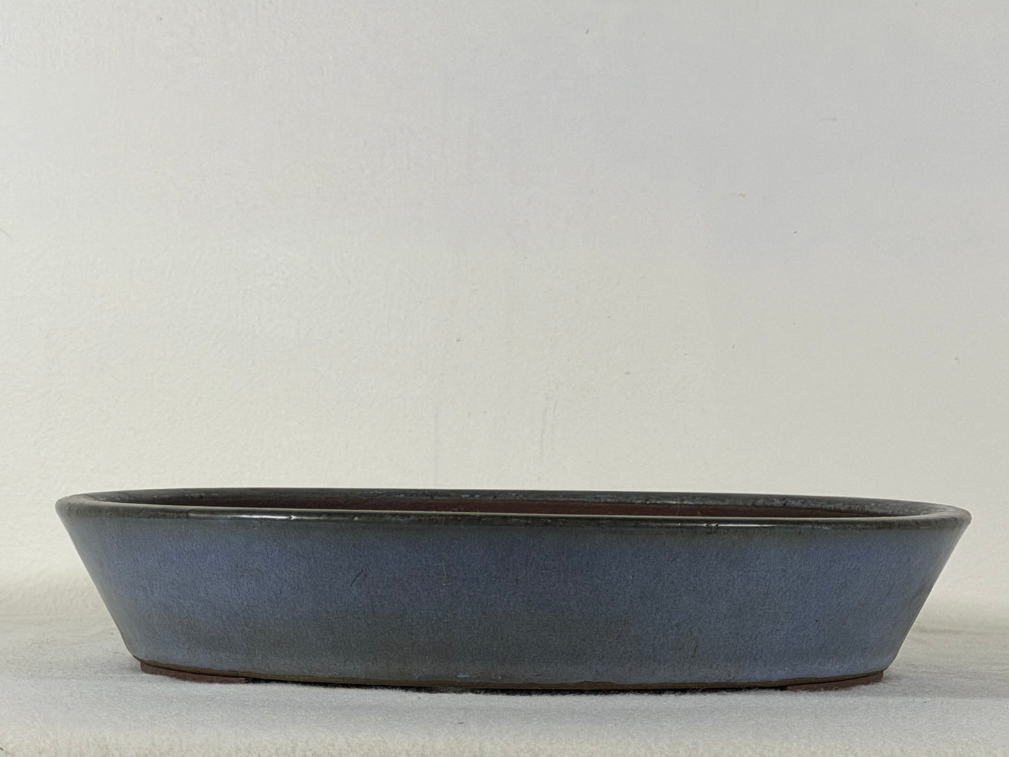 Preowned Japanese Tokoname Glazed Round Shallow Bonsai Pot Yamaaki - 10.25” By 2”