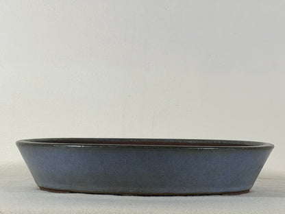 Preowned Japanese Tokoname Glazed Round Shallow Bonsai Pot Yamaaki - 10.25” By 2”