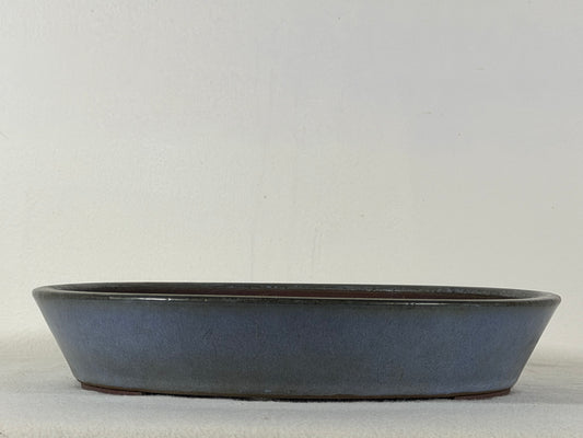 Preowned Japanese Tokoname Glazed Round Shallow Bonsai Pot Yamaaki - 10.25” By 2”
