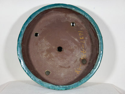 Preowned Japanese Tokoname Glazed Round Bonsai Pot Syuho - 13.75” By 3”