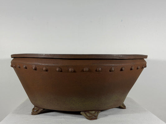 Preowned Japanese Tokoname Unglazed Round Exhibit Quality Bonsai Pot Senshu - 16.75” By 7”