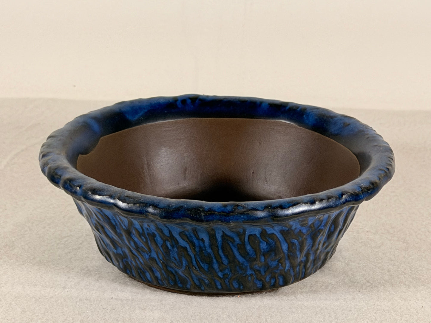 Preowned Japanese Tokoname Glazed Round Bonsai Pot Has Patina - 6.25” By 2”