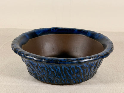 Preowned Japanese Tokoname Glazed Round Bonsai Pot Has Patina - 6.25” By 2”