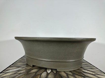 Preowned Japanese Tokoname Unglazed Oval Bonsai Pot Seizan - 16.25” By 14”
