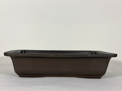 Preowned Japanese Tokoname Unglazed Rectangular Bonsai Pot with Stamps - 9.5” By 6.5”