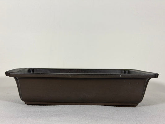 Preowned Japanese Tokoname Unglazed Rectangular Bonsai Pot with Stamps - 9.5” By 6.5”