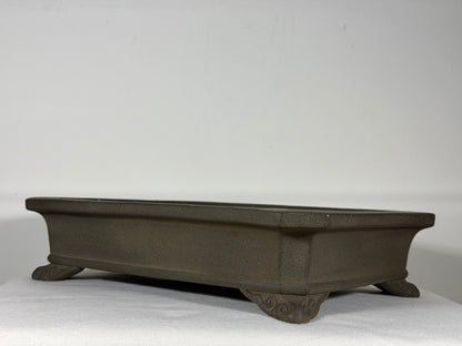 Preowned Japanese Tokoname Unglazed Rectangular Bonsai Pot Yamaaki - 13.75” By 10”