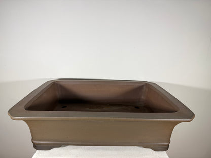 Preowned Japanese Tokoname Unglazed Rectangular Bonsai Pot Gyouzan Nakano - 22.25” By 16.75”
