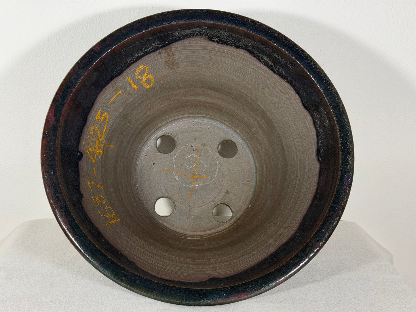 New Japanese Tokoname Glazed Round Bonsai Pot Syuho - 12” By 5.75”