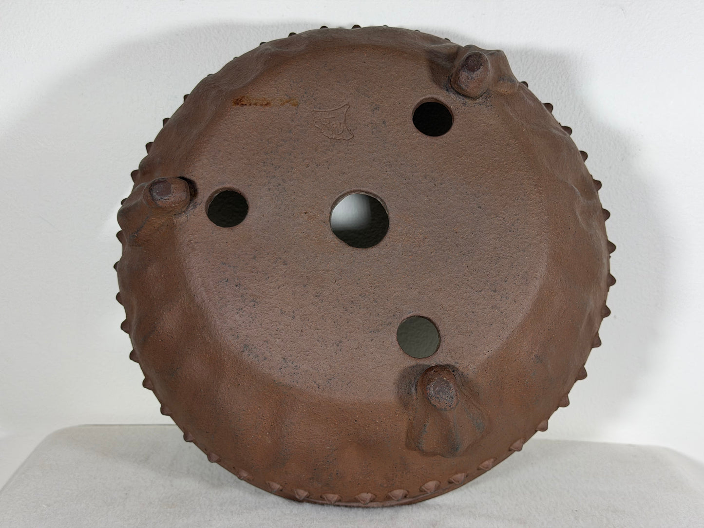 Preowned Japanese Tokoname Unglazed Round  Bonsai Pot Sensyuu - 11.75” By 5”