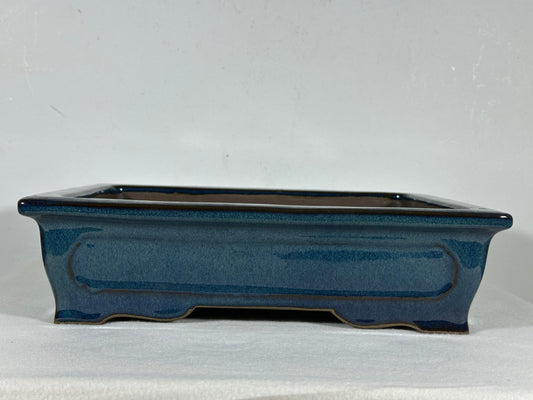 Preowned Japanese Tokoname Glazed Rectangular Bonsai Pot Yamaaki - 11.5” By 9.25”