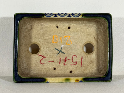 Preowned Japanese Tokoname Glazed Rectangular Bonsai Pot Satomi - 6.25” By 4.5”