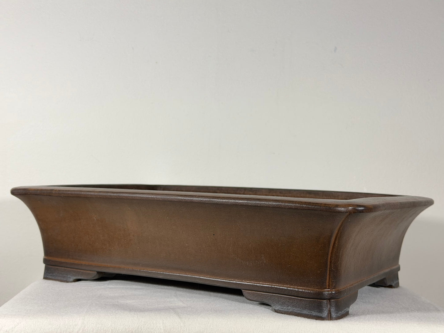 Preowned Japanese Tokoname Unglazed Rectangular Bonsai Pot Gyouzan Nakano - 16.75” By 12.25”