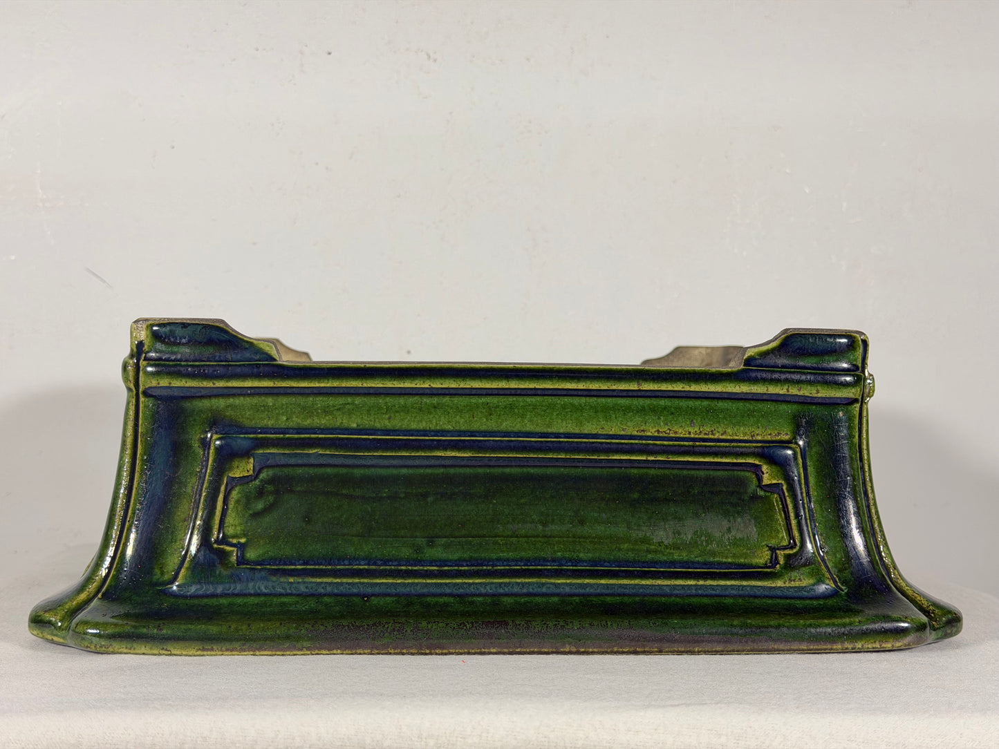 New Japanese Tokoname Glazed Rectangular Bonsai Pot Mazan Terahata -  12.25” By 10.75”