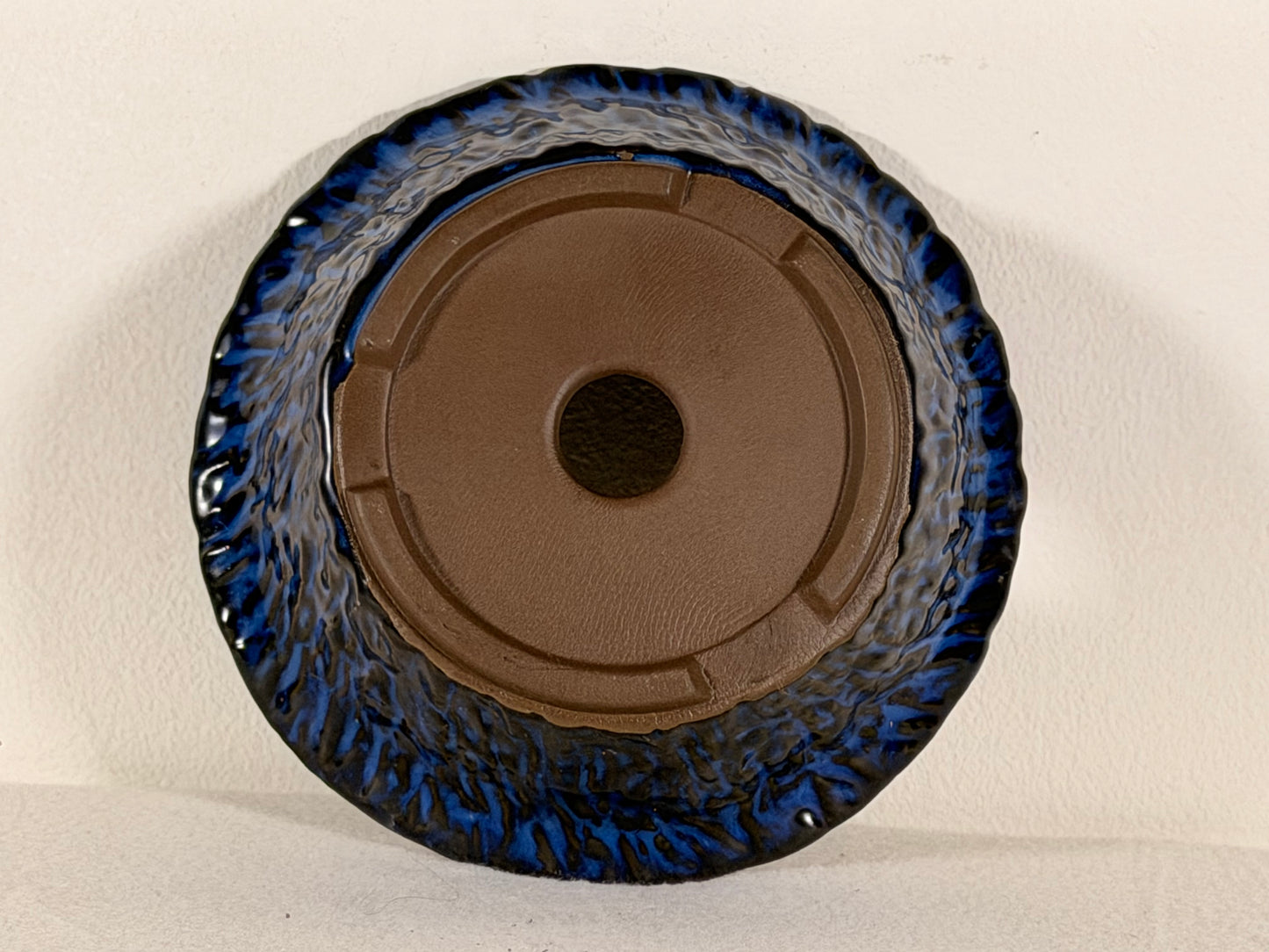 Preowned Japanese Tokoname Glazed Round Bonsai Pot Has Patina - 6.25” By 2”