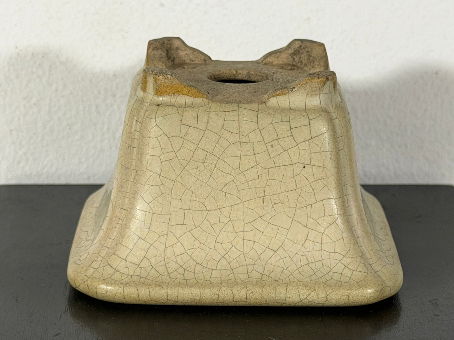 Preowned Japanese Tokoname Glazed Cascade Bonsai Pot with Stamp - 3.75”  By 2.25”